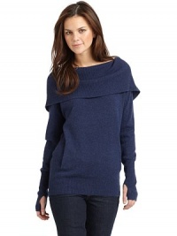 THE LOOKPullover style Oversized, fold-over ribbed necklineLong sleeves with thumb holesFront muffler pocketRibbed hemTHE FITAbout 27 from shoulder to hemTHE MATERIAL70% wool/30% cashmereCARE & ORIGINDry cleanImportedModel shown is 5'10 (177cm) wearing US size XS/S. 