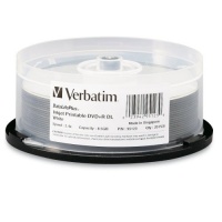 Verbatim 95123 DataLifePlus 8.5 GB 2.4x White Inkjet Printable DVD+R DL Discs, 20 Disc Spindle