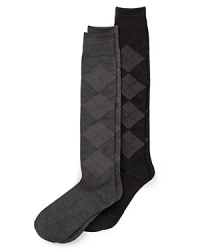 Take your workday polish down to your toes in HUE's argyle knee socks, in a luxe merino wool blend.