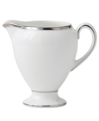 The classic, heirloom-quality Sterling dinnerware and dishes pattern by Wedgwood is designed for formal entertaining, in pristine white bone china banded with polished platinum.