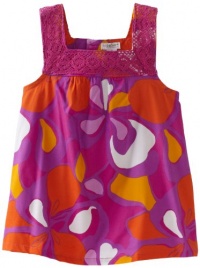 KC Parker Girls 7-16 Big Printed Stretch Poplin Tank Top, Pink Floral, 14