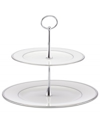 A Lenox classic, the Federal Platinum 2-tier server adds a luxurious note to your table in exquisite white bone china with platinum trim.