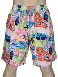 Vilebrequin Mens Summer Print Nylon Swim Trunks Swimsuit Shorts XXL / 2X