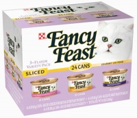 Fancy Feast Gourmet Cat Food, 3-Flavor Sliced Variety Pack (Chicken, Turkey & Beef), 24 3-Ounce Cans