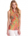 Anne Klein Women's Abstract Snake Sleeveless Blouse, Bougainville Multi, Medium