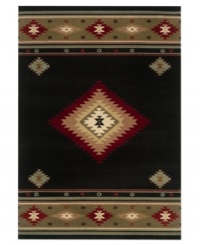 Broaden your palette with Southwest flavor. This St. Lawrence rug depicts a versatile diamond pattern in midnight black for a look that's as elegant as it is casual. Crafted of durable polypropylene for years of long-lasting beauty.