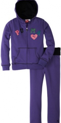 Puma - Kids Girls 2-6X Lit Multi Glitter Shirt Set, Simply Purple, 6