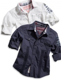 GUESS Kids Boys Boys Shirt with Microcord, BLUE (8/10)