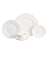 Place settings that are perfect for everyday or more formal occasions. The clean simplicity of Night and Day dinnerware offers the versatile and striking contrast of pure white, embossed with various designs.