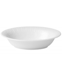 Nantucket Basket is a fine, all-white Wedgwood china dinnerware and dishes pattern with an embossed basket-weave pattern on the edges.