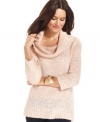 NY Collection's cowlneck sweater features a hint of sparkle thanks to shimmering sequins throughout the silhouette.