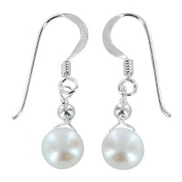 White Cultured Pearl and Sterling Silver Earrings