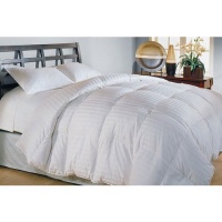 Blue Ridge Home 121730 Damask Down Comforter, 500 Thread Count, Striped, Full/Queen, White