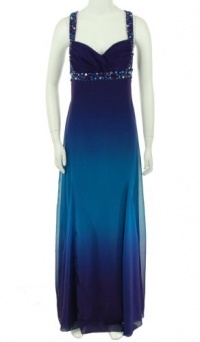 Hailey Adrianna Papell Beaded High Waist Gown Purple/Blue 8