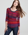 Color your denim with this soft, thermal-knit Splendid top featuring a timeless Fairisle print.