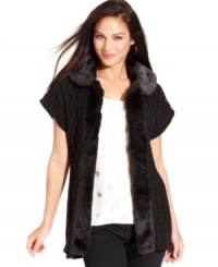 Give your winter wardrobe a luxe feel with this faux-fur trimmed petite cardigan from Style&co.!