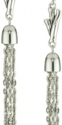 T Tahari Bamboo Silver Tassel Drop Earrings with Post