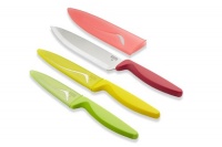 Kuhn Rikon Classic Serrated Utility Knives, Set of 3, Yellow, Green, and Red