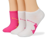 Ralph Lauren women's socks Big Pony cotton no show white/pink 3 pairs