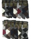 Royal Classic Mens Argyle Dress Casual Socks Cotton Blend Assortment Variety. 12 Pair. 10-13.