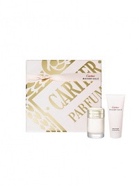 Discover the fresh, floral and powdery notes of Baiser Volé with this luxurious gift set from Cartier. The set features the Eau de Parfum Spray paired with a delicately perfumed Body Cream enriched with lily extract, known for its softening qualities.  Set includes: 3.3 oz. Eau de Parfum Spray and 3.3 oz. Perfumed Body Cream