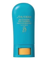 Shiseido Sunprotect Stick Foundation SPF 35. A treatment-enriched stick foundation that defends against powerful UVA/UVB rays as it provides a sheer natural finish. Glides on effortlessly to give skin a smooth radiant look Unites optimal sun protection with skin-caring makeup. Provides excellent hydrating benefits to fight dryness and maintain skin's optimal moisture and softness. Resists perspiration and water to remain fresh for hours. Contains Thiotaurine, an antioxidant that neutralizes free radicals. Minimizes imperfections with a natural dewy finish. Recommended by the Skin Cancer Foundation as an effective UV sunscreen. Make suncare a part of your daily skincare regimen.