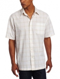 Van Heusen Men's Short Sleeve Faux Linen Large Plaid Woven