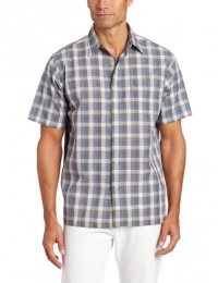 Van Heusen Men's Short Sleeve Faux Linen Mini Check Woven