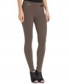 MICHAEL Michael Kors' legging-like petite ponte pants feature a slimming ponte fabric, faux leather trim and an ultra-flattering fit!