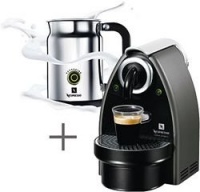 Nespresso C100-US-AERO Essenza Automatic Single-Serve Espresso Machine with Nespresso Aeroccino Milk Frother, Titanium