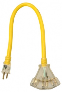 Yellow Jacket 2882 12/3 Heavy-Duty 15-Amp SJTW Contractor Extension Cord with Lighted Power Block, 2-Feet