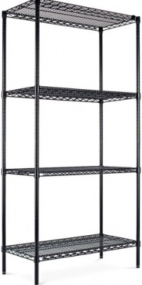 Alera SW503618BL Industrial Wire Shelving Starter Kit, 4 Shelves, 36w x 18d x 72h, Black