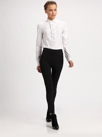 Ultra-feminine rows of signature bows decorate the placket and cuffs of this crisply tailored piece.Point collarButton frontBow appliquésLong sleeves with button cuffsAbout 25 from shoulder to hem78% cotton/18% nylon/4% elastaneDry cleanMade in Italy of imported fabricModel shown is 5'9 (175cm) wearing US size 4. 