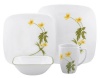 Corelle Square Vitrelle 16-Piece Dinnerware Set, Service for 4, Buttercup