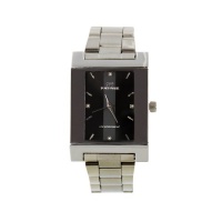 Fortune 'Duke' Exclusive WAT0961MGY Silvertone Stainless Steel Black Face Men Watch for Gift, Apparel