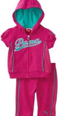 Puma - Kids Baby-girls Infant Hoodie And Jersey Mesh Capri Set, Pink, 24 Months