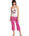 Hello Kitty Women's Hk Dreaming Of Love Pajama Pant Set With Tank Top And Printed Pant, White, Large