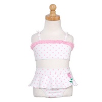 Baby Girl Pink Daisy Polka Dot 2 Piece Bathing Swimsuit 18M