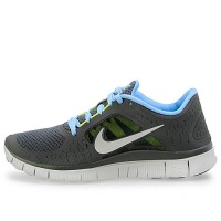 Nike Free Run + 3 Womens Gray Blue Running Sneaker