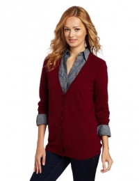 Fred Perry Women's Relaxed Fit V-neck Cardigan, Tawny Port, 4US/8UK