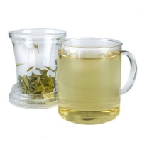 Teas Etc 12-Ounce Glass Brew Mug with Glass Brew Basket and Lid