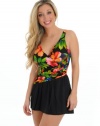 Miraclesuit Womens One Piece Swim Suit with Attached Skirt Modest Swimwear 1 Piece Black Tropical Print Sizes: 14