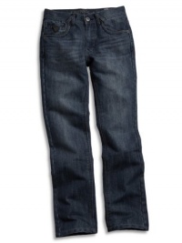 GUESS Kids Boys Big Boy Lincoln Fit Jeans with Faux-Leat, MEDIUM STONE (10)