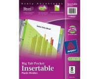 Avery Worksaver Big Tab Plastic Dividers with Slash Pocket, 8 Tab, Letter Size(8.5 x 11), Assorted, 8 per Set (11903)