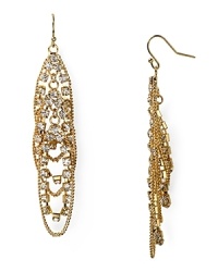 A cascade of rhinestones fall oh-so demurely from French wire backs on this pair of ABS by Allen Schwartz Rhinestone drop earrings, which are plated in glinting 12-karat plated metal.