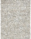 Safavieh Leather Shag Collection Metro Handmade Leather Square Area Rug, Grey and White