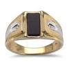 2 Diamond Mens 8x4 Bar Onyx Ring in 14K Two Tone Gold-3.0