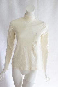 Charter Club Womens Vanilla Bean Mock Turtleneck Long Sleeve Knit Top PS