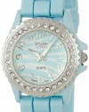 Golden Classic Women's 2218-zebraaqua Chic Jelly Petite Rhinestone Encrusted Bezel Silicone Watch