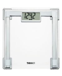 An art deco twist adds some flavor to the function of this scale, which keeps you in the know about your weight with a large digital display on an attractive polished chrome frame. 10-year warranty. Model TH311.